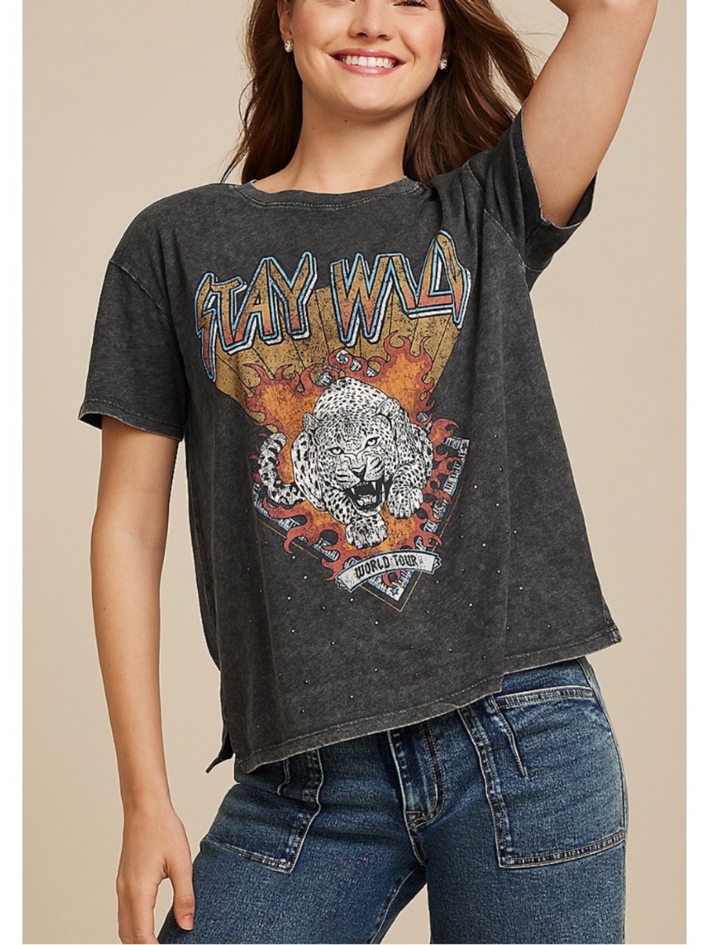 Maurices Stay Wild Oversized Fit Graphic Tee, size 2x